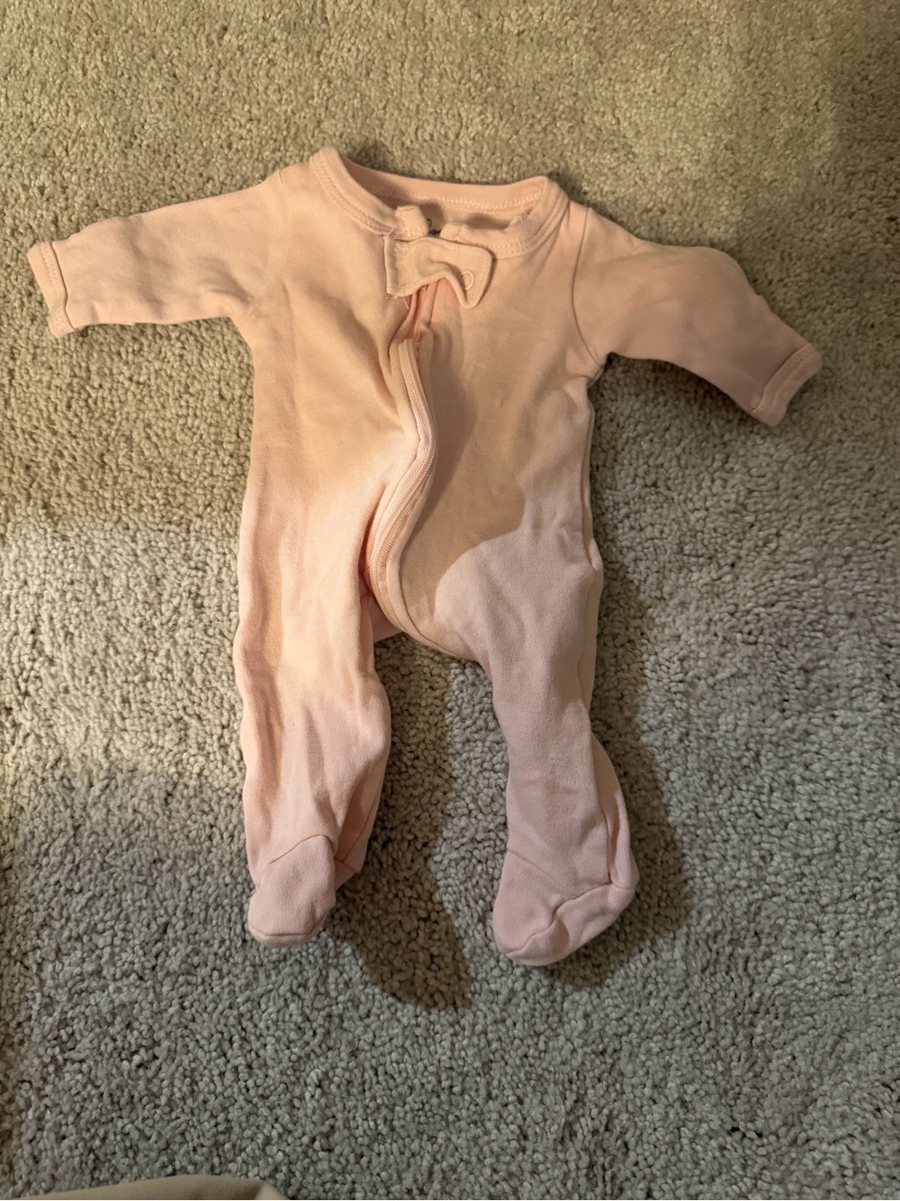 Baby Pink Footed One-Piece Zipper Sleepsuit